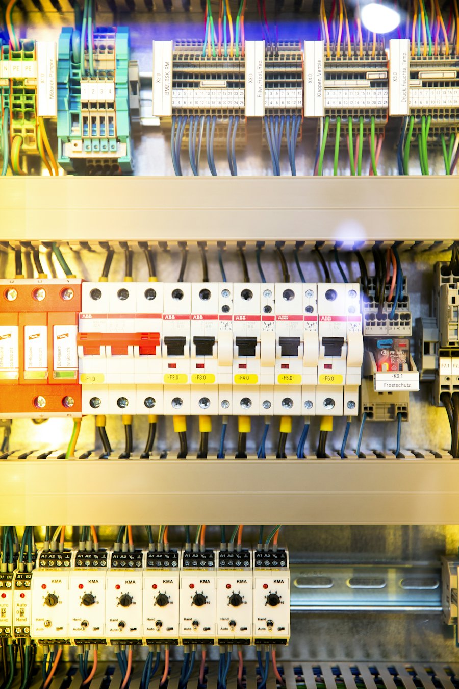 Kapcsolószekrény kismegszakítókkal és sorkapcsokkal